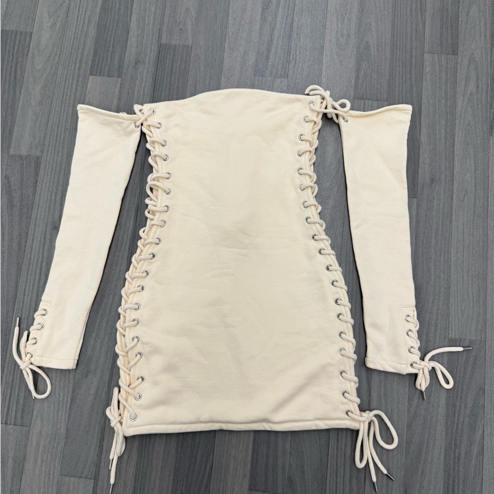 Hidden Cult Wynn Cream Lace Up Dress